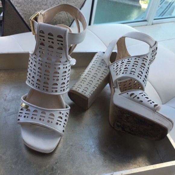 Calvin Klein White Block Heels - Picture 3 of 4